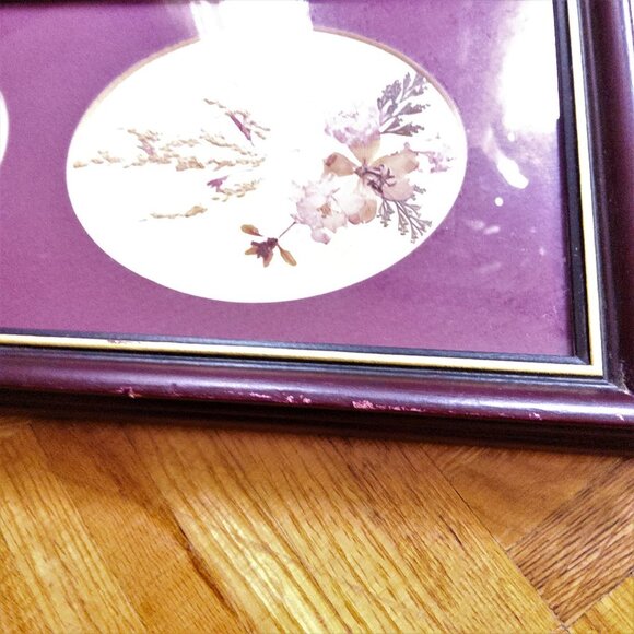 Vintage Framed Handmade floral Paper Collage art - Picture 7 of 13